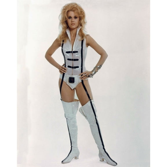 Jane Fonda full length pose in silver costume & boots as Barbarella 24x36 poster