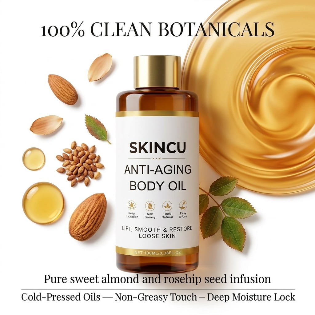 Skincu Anti‑Aging Body Oil, Glow Remedy Skin Tightening Oil, 100% Plant‑Based Lightweight Non‑Greasy Moisturizing Oil, 100ML.(1Pcs)