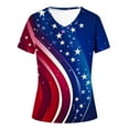 thumbnail image 4 of ZQUUVOU 4Th Of July V Neck Patriotic T-Shirts Women American Flag Print Short Sleeve Tops B-Blue (XL), 4 of 4