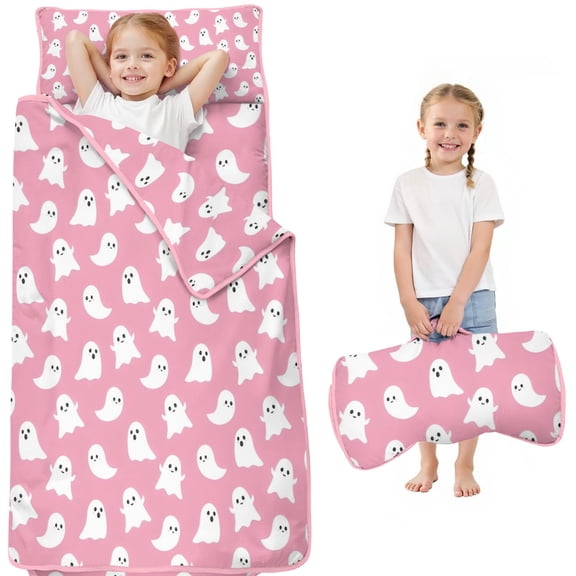 Tiny Ghost Halloween Pattern Toddler Nap Mats for Kids Preschool,50"x20" Sleeping Mat Bag or Kids,Toddler Sleeping Bag,Toddler Nap Mat or Daycare