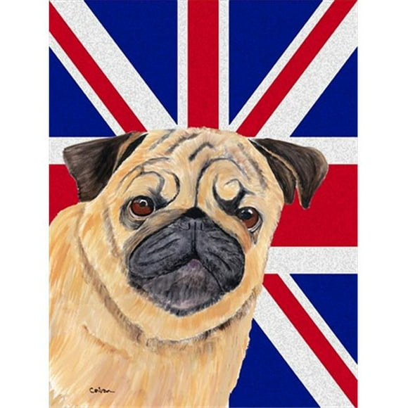 Pug With English Union Jack British Flag Flag Garden Size
