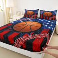 thumbnail image 4 of Manfei Basketball Sports Queen Sheets,Retro American Flag Queen Sheet Sets,Black Red Stripes Decor,4 Pieces,1 Flat Sheet, 1 Fitted Sheet and 2 Pillowcases, 4 of 6