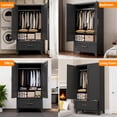 thumbnail image 5 of Jopath Metal Wardrobe Closet,60" Tall Armoire Wardrobe Cabinet 1 Drawers and Hanging Rod,Clothes Storage Organizer Cabinets for Bedroom,Office,Living Room,Black02, 5 of 8