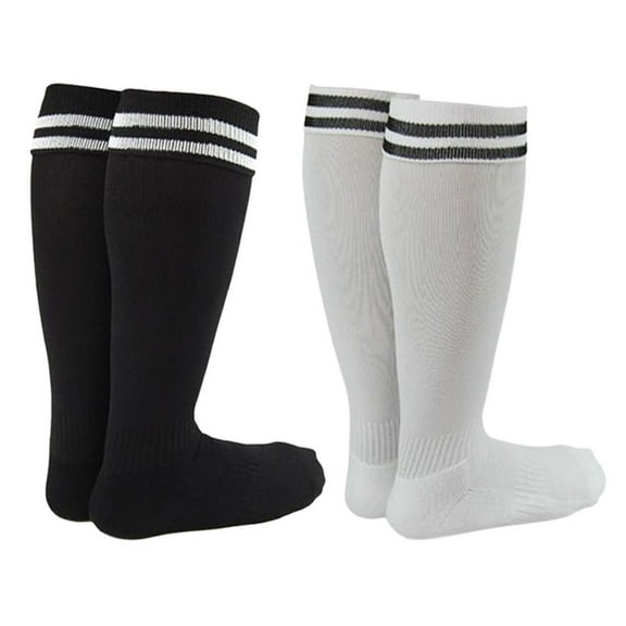 Lian LifeStyle Exceptional Girl's 2 Pair's Knee High Sports Socks for Soccer, Softball, Baseball, and Many Other Sports XL002 Size L, Color Black, White