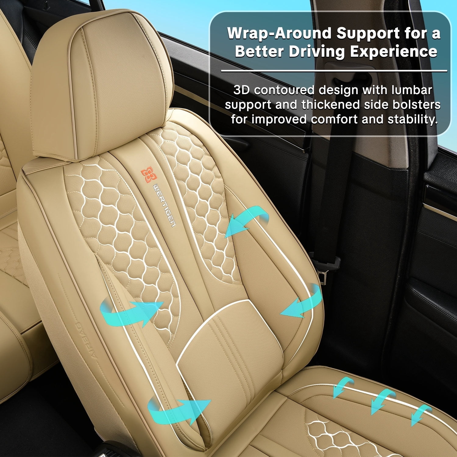 Leather 5 Car Seat Covers For Toyota 99% Models,Car Seat Cushions Full Set,Waterproof Car Sit Protectors,Easy To Install, Suitable For All Seasons.