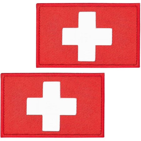 4Pcs Medic Red Cross Patch First Aid Morable Patches Morale Hook and Loop Badge Molle Cross Pattern Decorative Applique Patch for Backpack Bag Hat Clothes Jackets Uniform