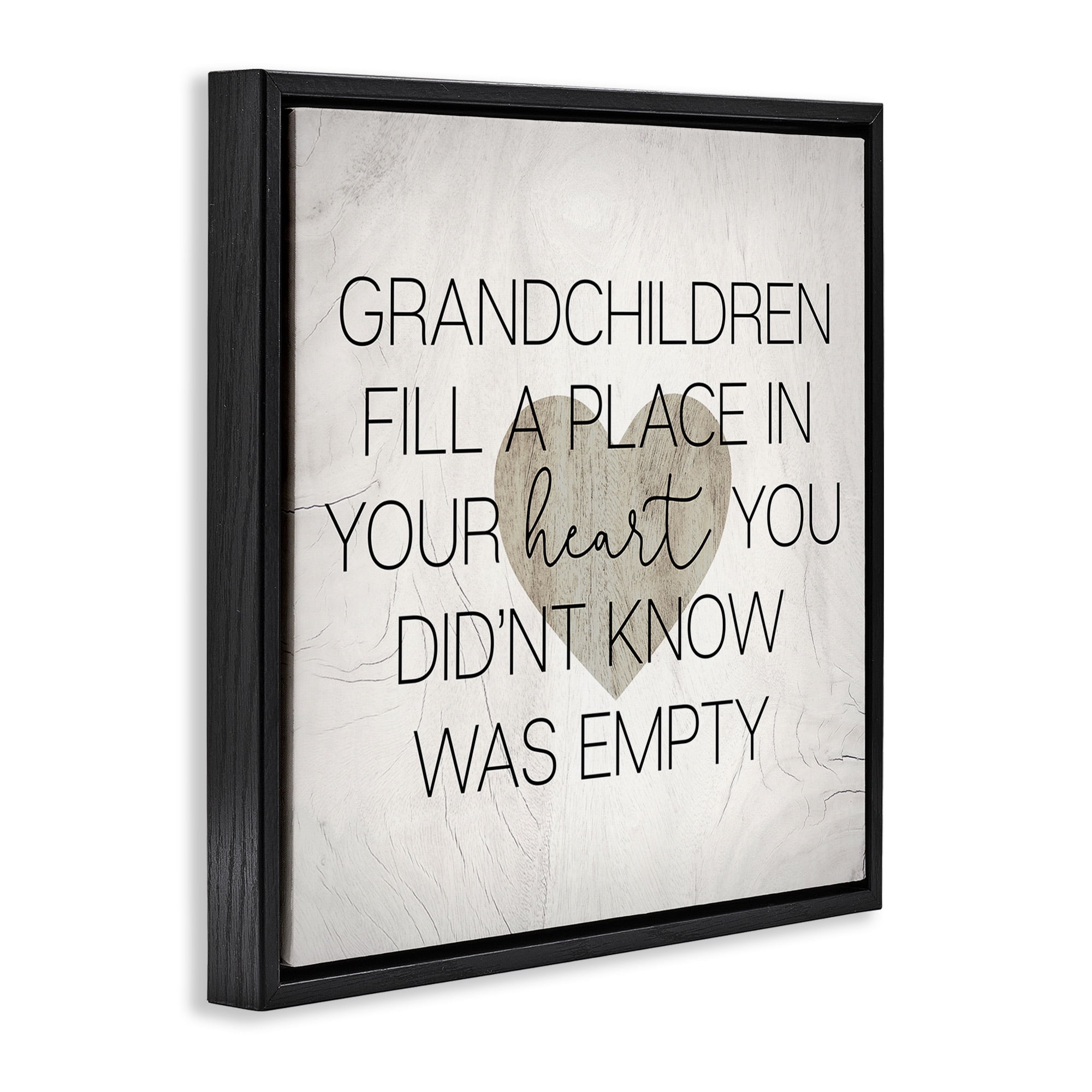Stupell Industries Heartwarming Grandchildren Phrase Inspirational Painting Black Floater Framed Canvas Art Print Wall Art, 18 x 18