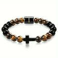 thumbnail image 6 of APIPEE Mens Bracelet Cross Bracelet Letter A-Z Bracelet for Men Onyx Tigers Eye Beaded Bracelet Religious Christian Bracelet Anniversary Gifts for Male Jewelry, 6 of 8