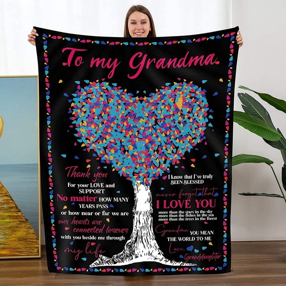 Couverture Jetée à Ma Grand-Mère Cadeau de la Fête des Mères Petite-Fille Couverture Douce pour Lit (Cadeaux pour Ma Grand-Mère de la Part de Ma Petite-Fille)