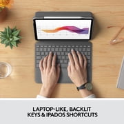 Logitech Folio Touch Keyboard/Cover Case (Folio) Apple, Logitech iPad Air (4th Generation) Tablet - Oxford Gray - Scuff Resistant, Scratch Resistant, Spill Resistant - Woven Fabric - 10.1 Height