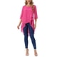 thumbnail image 2 of INSPIRAR CHIC Blusa de Chifón Asimétrica de Cuello Redondo con Mangas de Volante 3/4 en Rosa Fucsia XL, 2 of 6