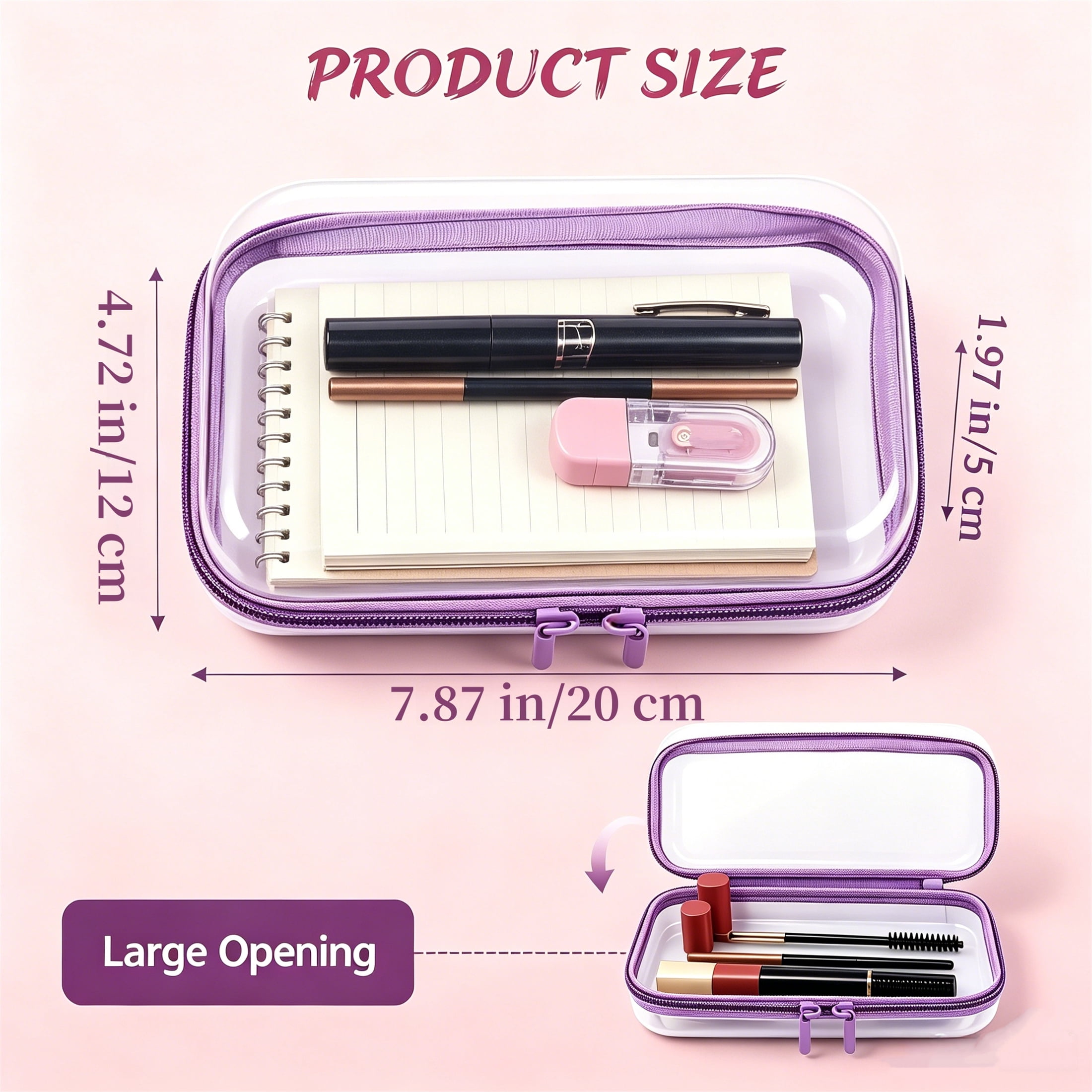 Topboutique 4 Pcs Hard Clear Zipper Case,Hard Shell Zipper Case, Hard Sided Pencil Case,Travel Makeup Bag,Toys Puzzles Organizer,Plastic Storage Box for Makeup Building Blocks,Multicolor,Small