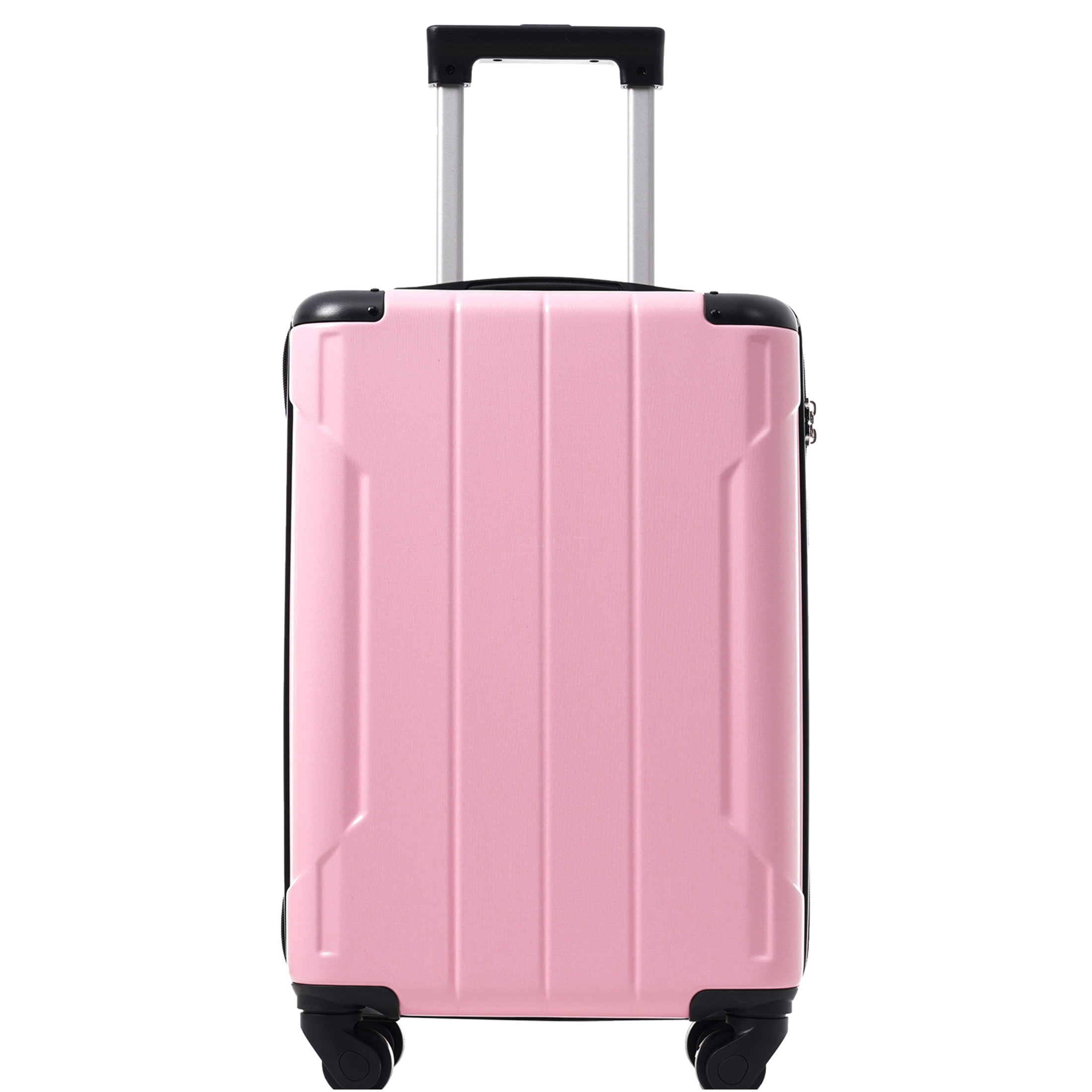 JERFIT 20-Inch Carry On Luggage with TSA Lock, Lightweight Hardshell Spinner Suitcase, 2 Packing Cubes, Pink ABS Cabin Bag for Women & Men
