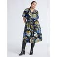 thumbnail image 2 of Free Assembly Women's and Women's Plus Cotton Midi Dress with Puff Sleeves, Sizes XS-4X, 2 of 5