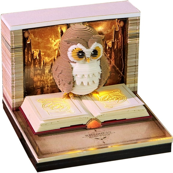 2026 3D Owl Calendar with Mesmerizing Light Effects, Desktop Decoration, Unique 3D Paper Craft Calendar