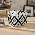 thumbnail image 2 of LR Home Small Over-tufted Diamond Indoor Square Pouf, Black/White, 18" x 18" x 14", 2 of 10