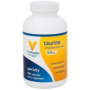 The Vitamin Shoppe Taurine 500MG, A Free Form Amino Acid, Antioxidant that Supports Cellular and Cardiovascular Health with Vitamin B6, Brain and Memory Support (100 (Best Form Of Vitamin B6)