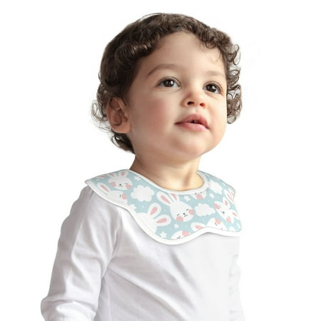 

Bingfone Rabbit And Star Soft Bibs for Baby Boy Girl 360 Rotate Petal Absorbent Bibs Washable for Drooling Teething