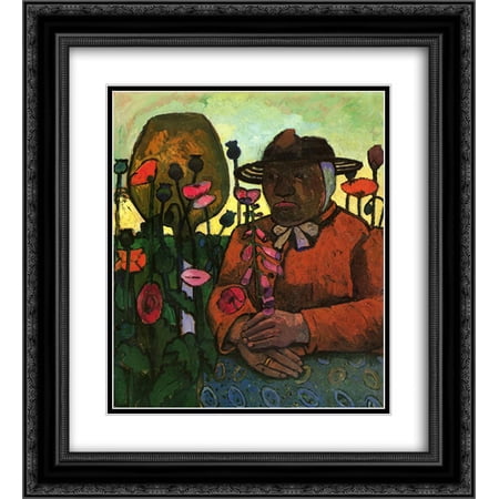 Paula Modersohn Becker 2x Matted 20x22 Black Ornate Framed Art Print 'Old Woman in the Garden'