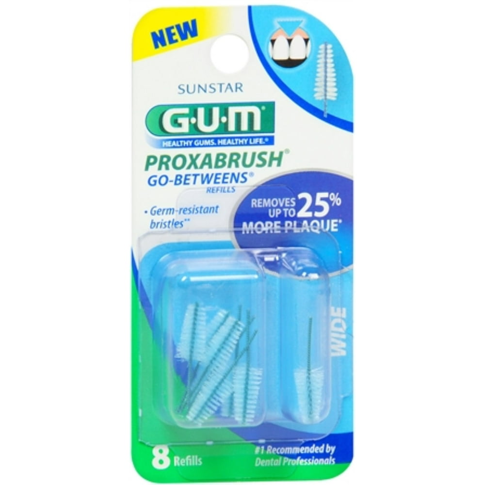 GUM GoBetweens Proxabrush Refills Wide [614] 8 Each (Pack of 4