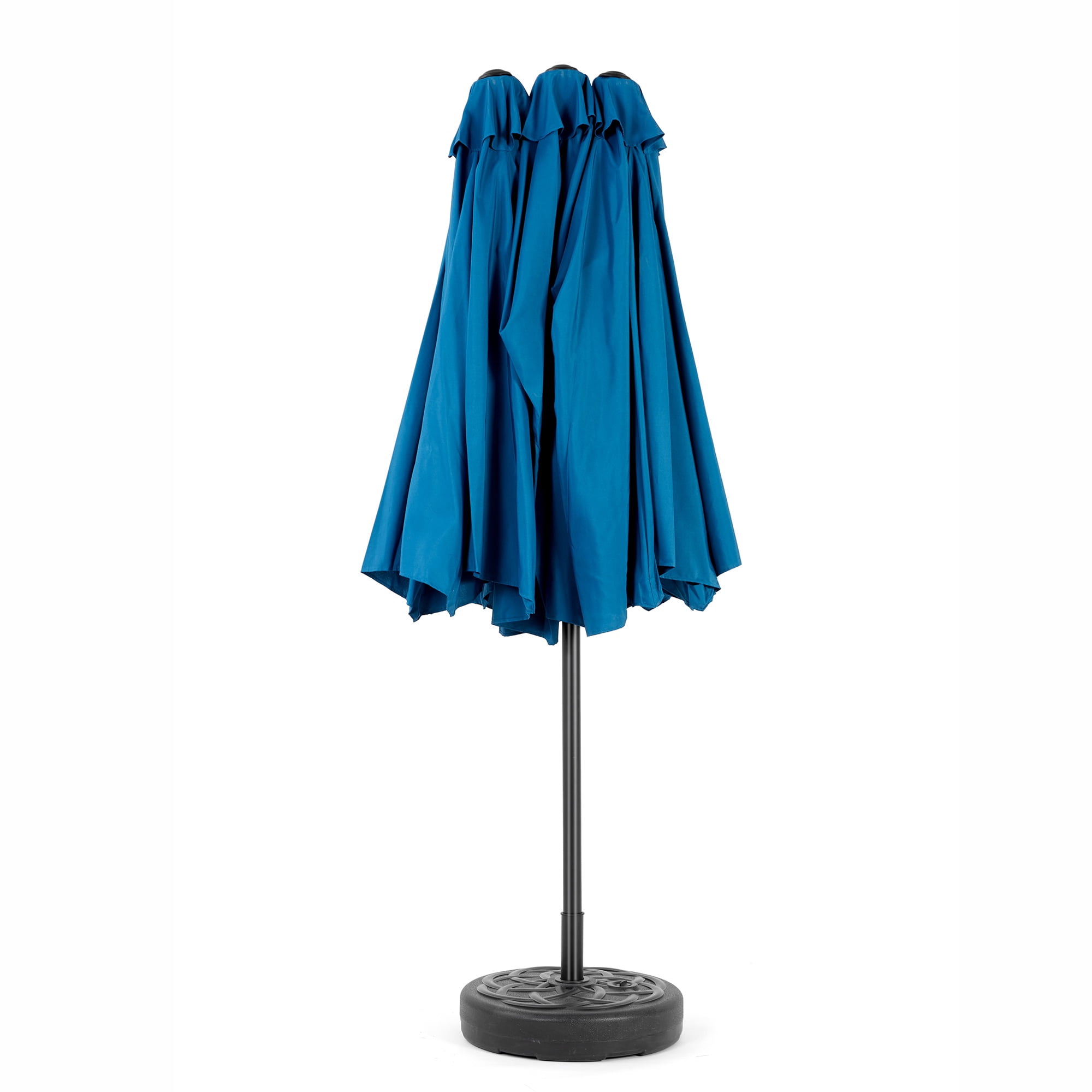 15FT Patio Umbrella, Double-Sided Umbrella for Outside Pool Crank Design, Navy Solar Umbrella w/12pcs Steel Ribs