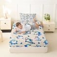 thumbnail image 4 of Feelyou Kawaii Shark Twin Sheet Sets for Kids Boys Girls, Cartoon Ocean Animal Bedding, Beige, 3-Piece, 4 of 5