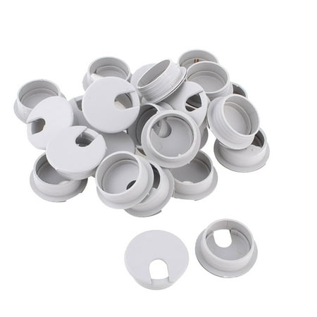 Office Computer Desk Gray Plastic 35mm Cable Grommet Wire Hole