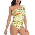 thumbnail image 3 of Cauagu Cartoon Snake8 Print Women's Sexy One Piece Swimsuits One Shoulder Ruffle Tummy Control Bathing Suit Slimming Swimwear-X-Large, 3 of 6