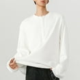 thumbnail image 4 of Fashion YLSDY Men's Henley Shirt Fall Long Sleeve T-Shirt Button Crew Neck Loose Solid Color Tshirt Summer Base Layer Shirts White L, 4 of 8