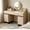 Beige, variant on WAMPAT 59 Inch Modern Vanity Desk, Wooden Makeup Dressing Table with Built-in Charging Station, Drawers and Storage Cabinet, Multifunctional Cosmetic Organizer Table for Bedroom, Oak