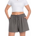 thumbnail image 3 of Cueply Women's Plus Size Shorts Casual Elastic Waist Ruffle Belted Shorts Adjustable Tie Knot Short for Women with Pockets, 3 of 6