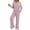 ShockingPink, variant on Women's Pajama Set Two Piece Long Sleeve Knit Lounge Set with Pockets Button Down Top and Drawstring Pants Sleepwear