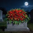 thumbnail image 4 of Roiihwy Memorial Day Decor Artificial Satin Saddle Flower, Tombstone Decoration, Cemetery Grave Memorial Flower, 23.6in Red, 4 of 7