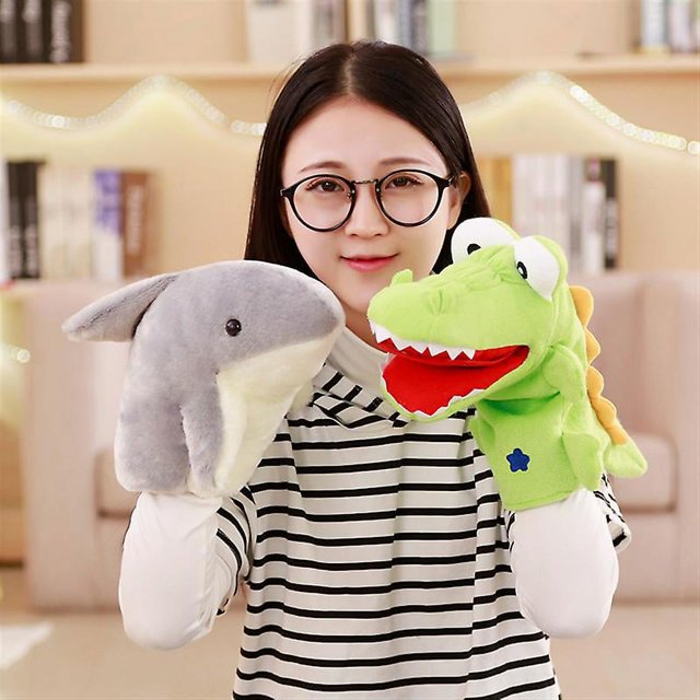 Jouet en Peluche Marionnette à Main Animal de Dessin Animé Requin Parent-Ado Accessoire de Performance Poupée-SHUNJING