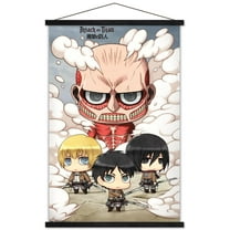 Attack on Titan - Chibi Group Wall Poster with Wooden Magnetic Frame, 22.375" x 34"