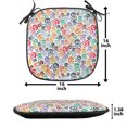 thumbnail image 5 of Skull Chair Seating Cushion, Halloween Themed Colorful Skulls and Crossbones Funny Cartoon Style Pattern Print, Soft Seat Pads for Office with Anti-slip Backing, 16"x16", Multicolor, by Ambesonne, 5 of 7