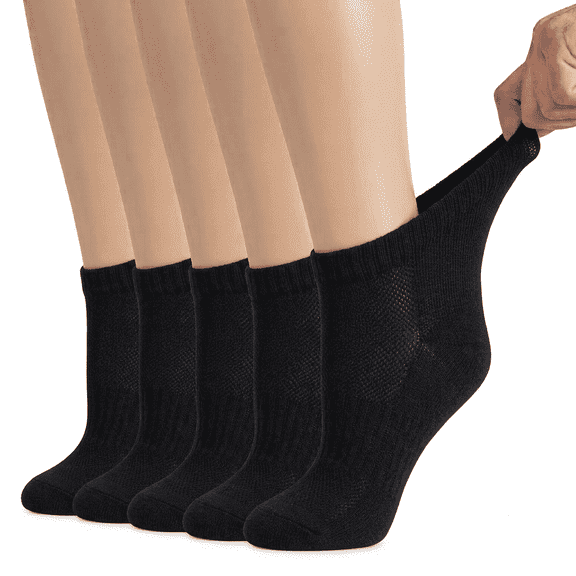 Weavra Diabetic Socks for Men & Women| Non-Binding Loose Fit | 5 Pairs Ankle - Breathable Mesh Fabric All-Day Comfort,Size 7-9Size 6-7.5