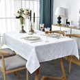 thumbnail image 2 of shiyou-White Tablecloth Square 52 x 52 Inch Jacquard Damask Table Cloth, Spill Proof Wrinkle Free Polyester Table Cloths, Washable Table Cover for Kitchen Dining, Party, Indoor, Outdoor, 2 of 4