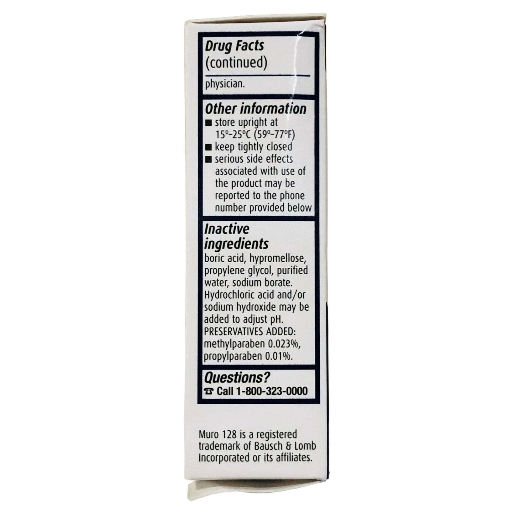 Muro 128 5% Sodium Chloride Hypertonicity Ophthalmic Solution, from Bausch + Lomb, 0.5 Fl Oz (15 mL)