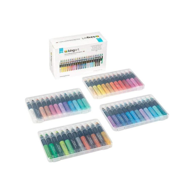 KINGART® Gel Stick Artist Mixed Media Watercolor Crayons, Set of 12  Metallic Colors