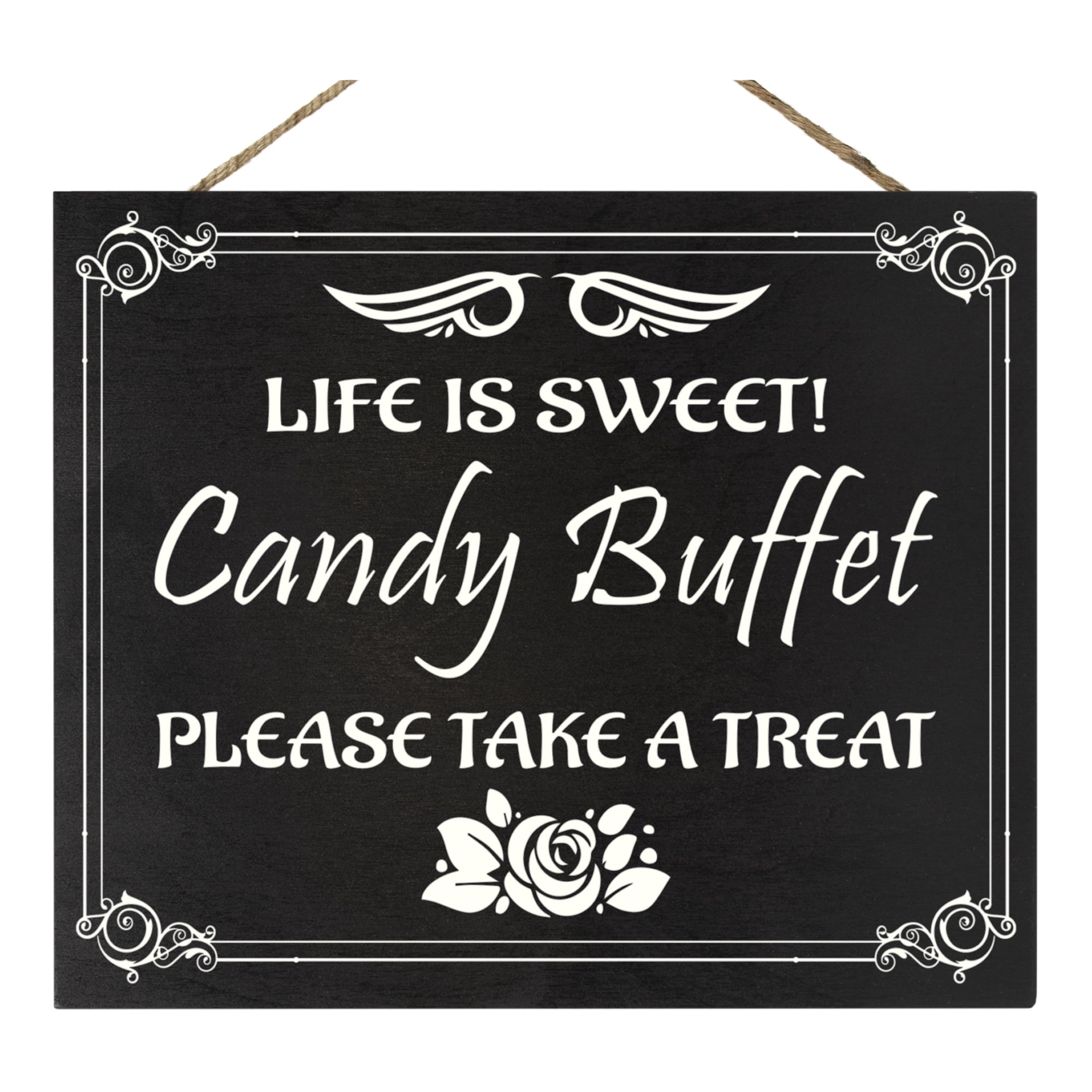 JennyGems Candy Buffet Wood Sign, 10x12 Inch Candy Bar Sign, Wedding