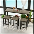 thumbnail image 3 of Modern Design Kitchen Dining Table, Pub Table, Long Dining Table Set with 3 Stools,Brown Gray, 3 of 9