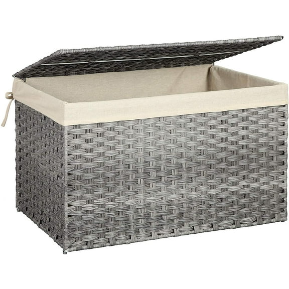 160L Storage Basket Storage Bin Box with Cotton Liner Handles Foldable for Bedroom Closet Laundry Room Gray