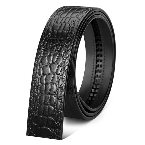 ‌Catelles Men's Crocodile Pattern Headless Black Belt - Genuine Leather Automatic Buckle Waistband, Durable Stylish for Business Casual Wear,Gifted by Box&For waist 42in Width 1.38in(3.5cm)
