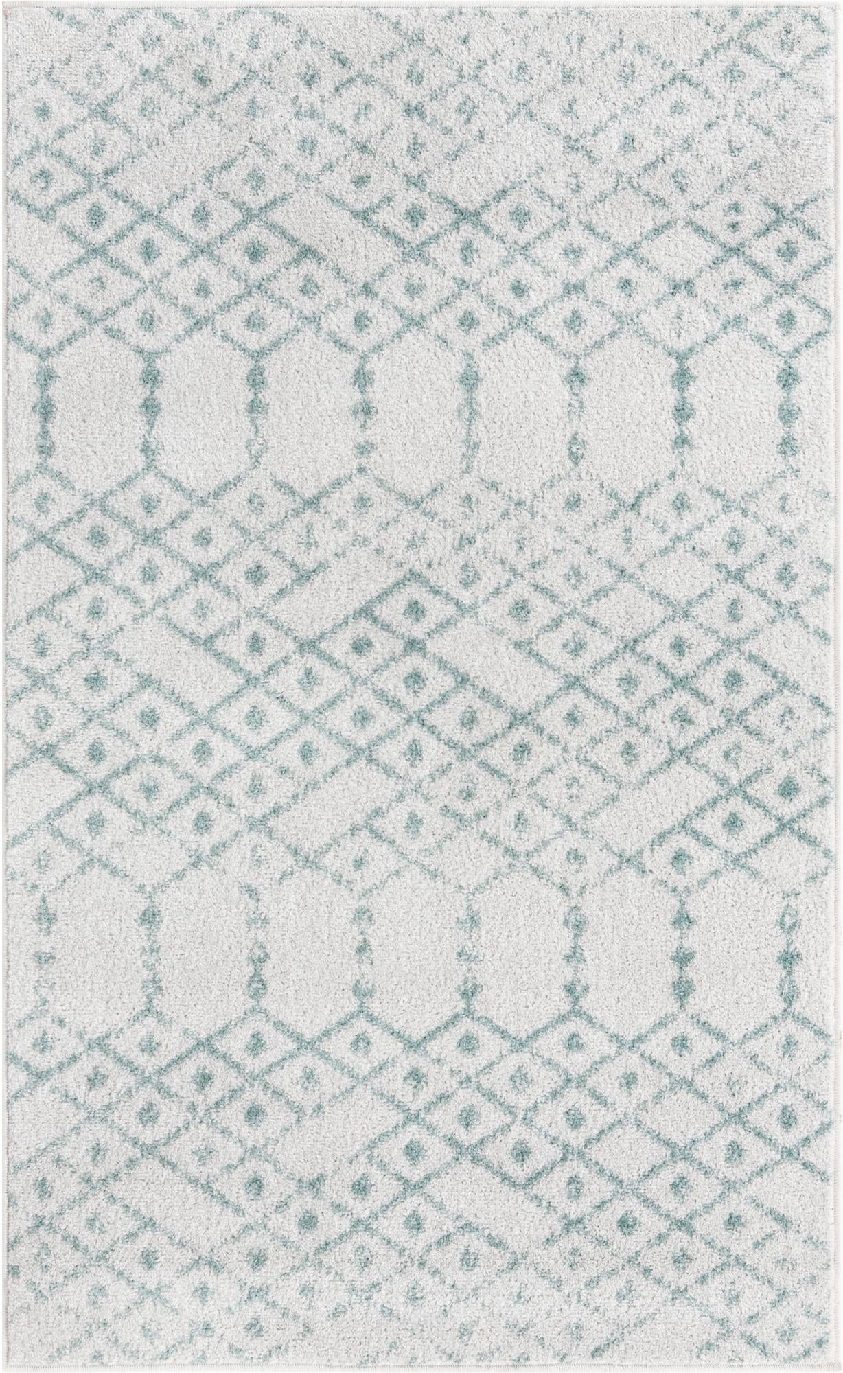 Paxon Trellis Collection Rug 8 Ft Round Ivory Aqua Medium