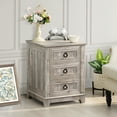 thumbnail image 6 of Joaxswe Farmhouse Nightstand with 3 Drawers, Wood Bedside Table Night Stand, Wide Sofa Side End Table for Living Room, Bedroom, Grey Oak, 6 of 9