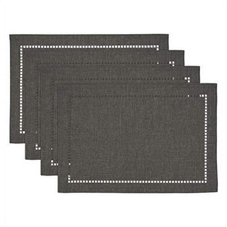 

Fennco Styles Solid Color Laser-Cut Hemstitch Design Table Placemats 13 W x 19 L Set of 4 - Classic Table Mats for Dining Table Décor Banquets Holiday Family Gathering and