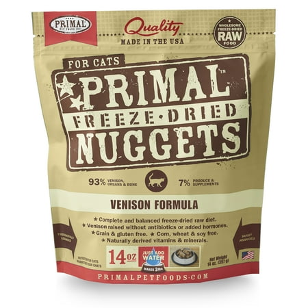 Primal Pet Foods Nuggets Grain-Free Venison Formula Freeze Dried Cat Food, 14