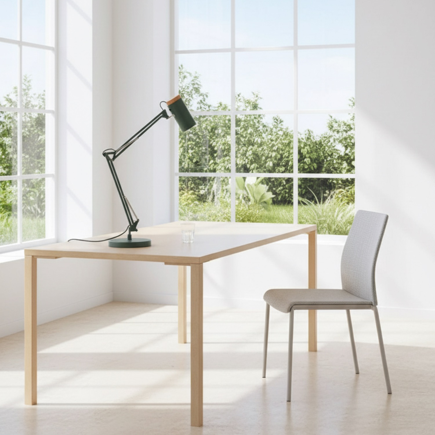 Adjustable Metal Table Lamp, Large Size Max Height 26", E26 Base, Swing Arm Desk Light with Wooden Accent, Dark Green