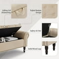 thumbnail image 7 of Dycanpo 50in Storage Bench with Arms, Linen Upholstered Ottoman Bench for Bedroom, Wheat Color, 7 of 7